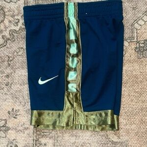 Nike Boys Navy Blue Shorts with Olive Accent